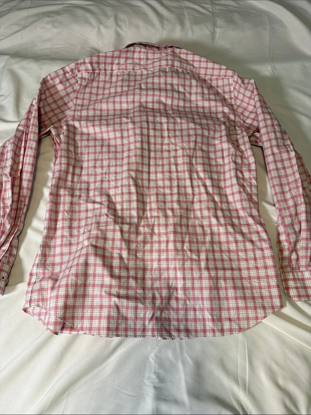 Banana Republic Pink and White Plaid Button-Down Shirt Standard Fit Large